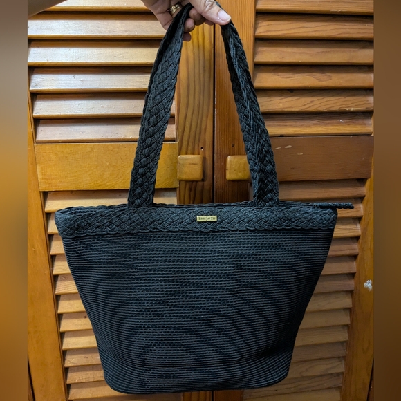 Eric Javits Satchel Black Woven Tote Bag - Picture 1 of 13